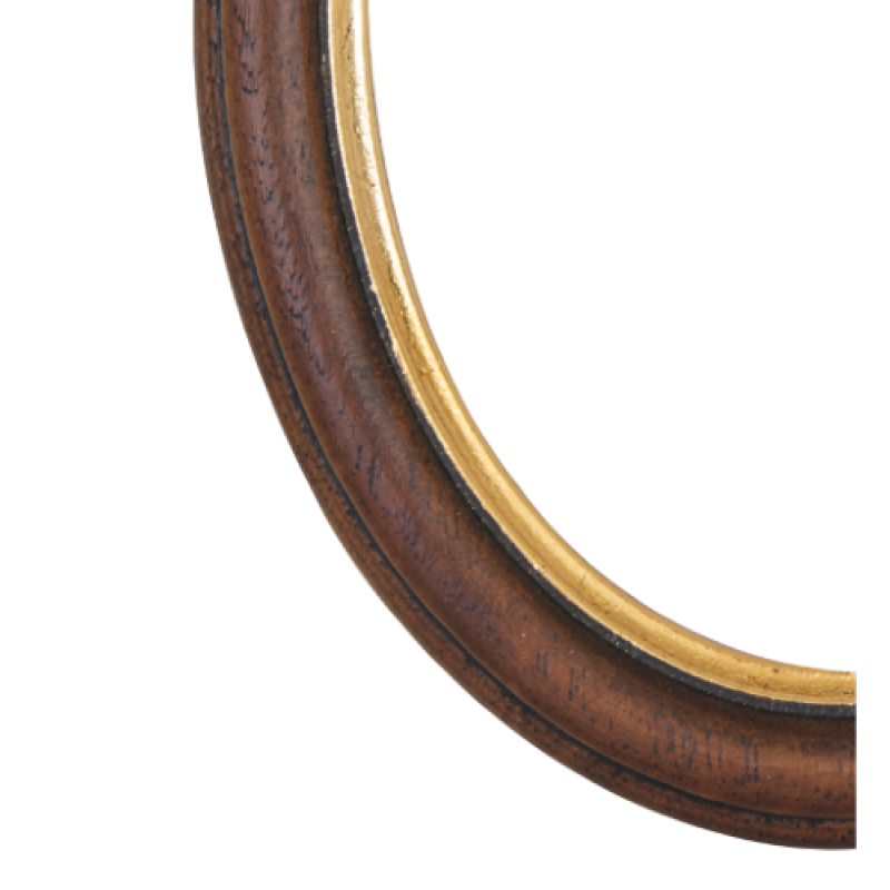10 Oval træramme Walnød m/guld