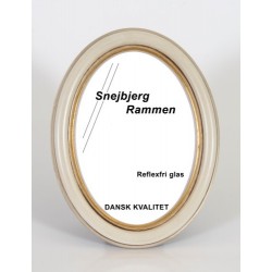 10 Oval træramme Råhvid