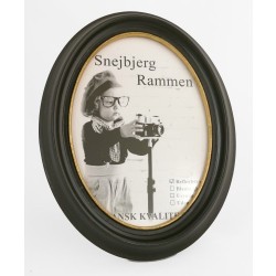 Oval træramme Sort m/guld